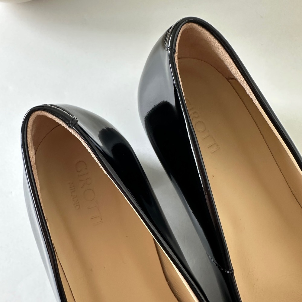 Girotti Black Patent Leopard Buckle‎ Classic Block Heel Pumps Shoe EU 39 US 8 - Picture 9 of 11